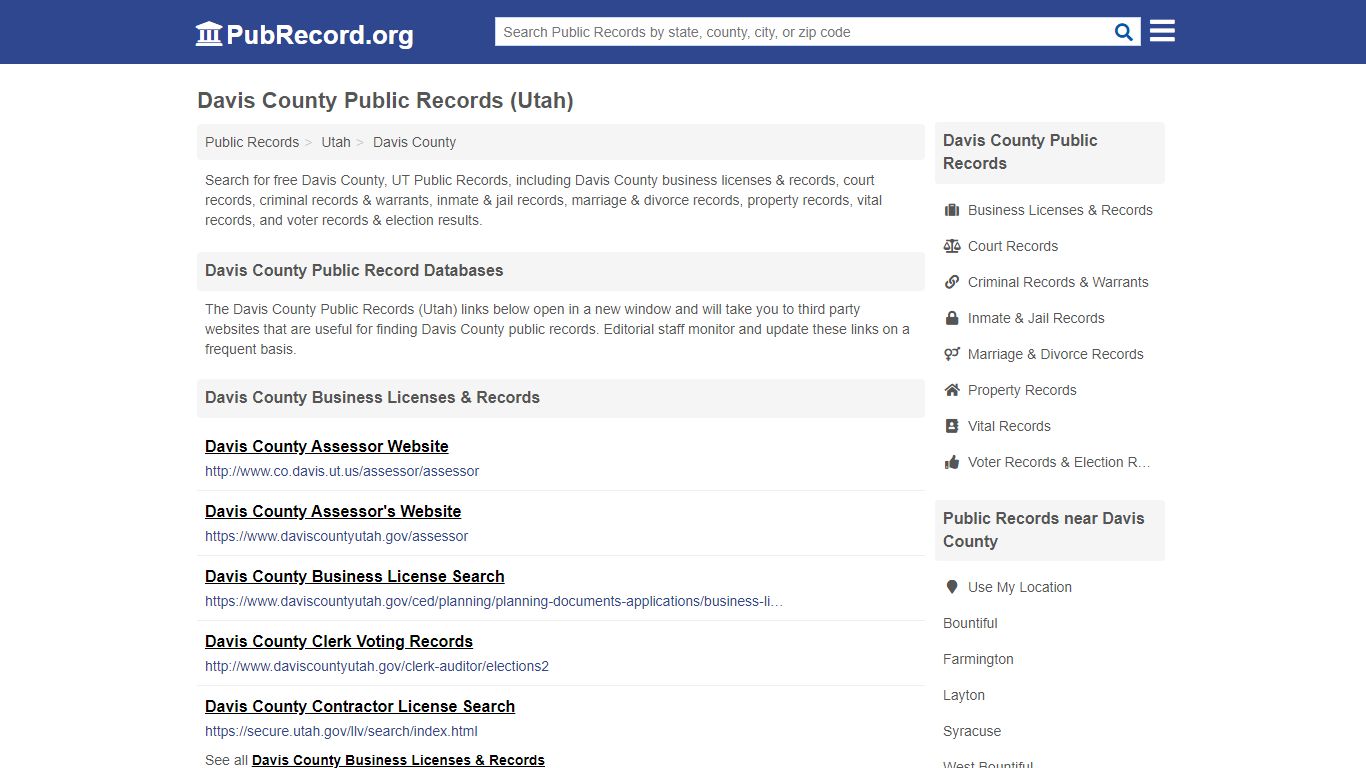 Free Davis County Public Records (Utah Public Records) - PubRecord.org